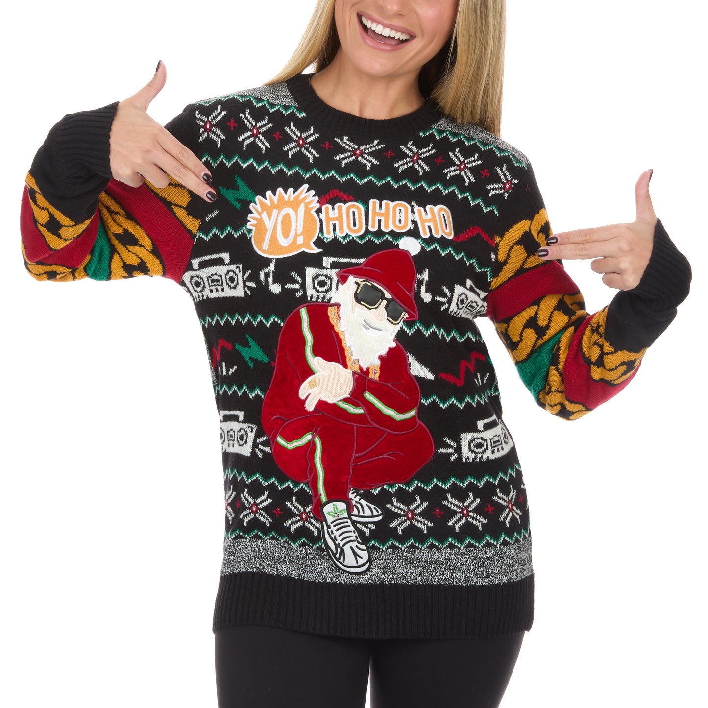 Yo Ho Ho Rap Santa Full Pattern Ugly Christmas Sweater Unisex