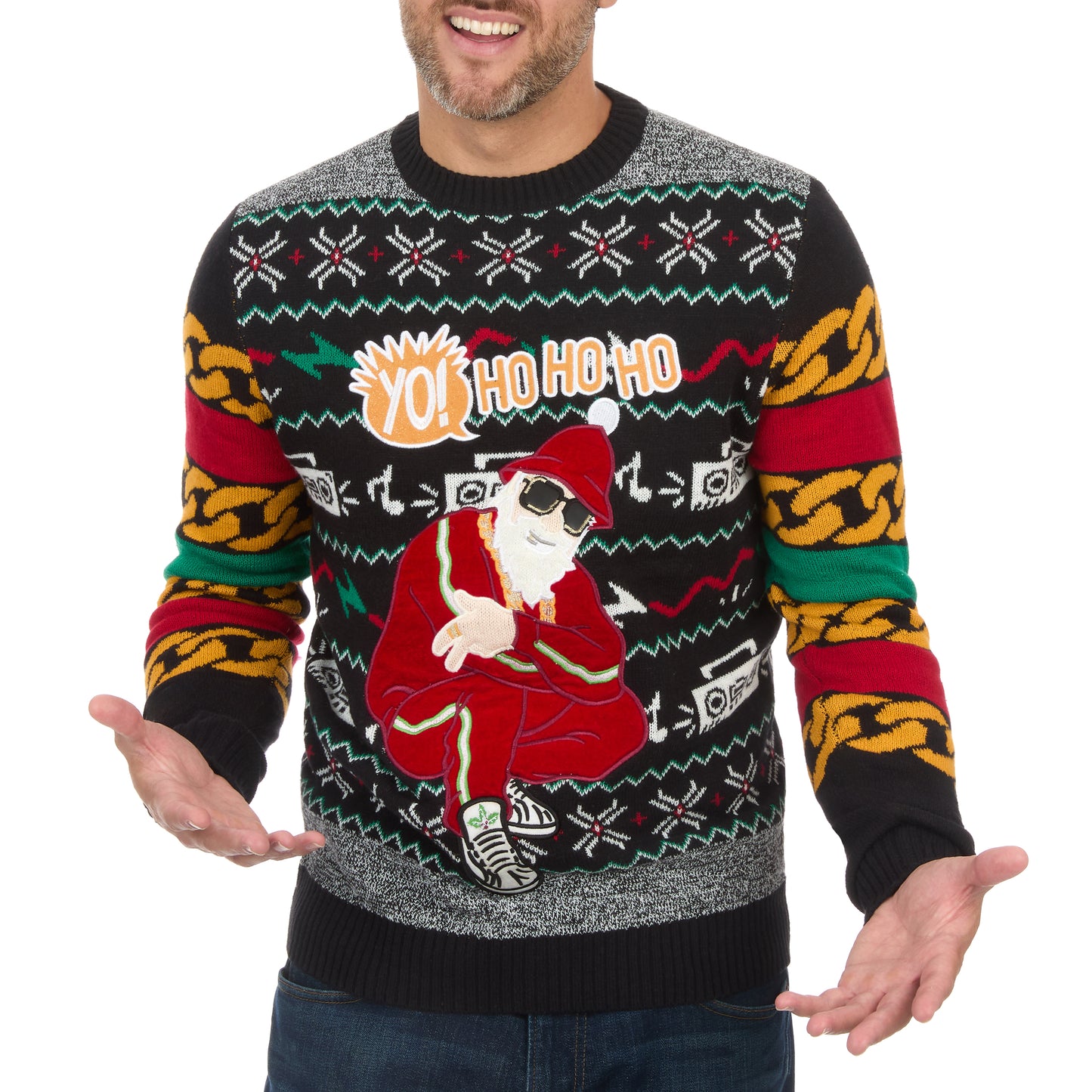 Yo Ho Ho Rap Santa Full Pattern Ugly Christmas Sweater Unisex