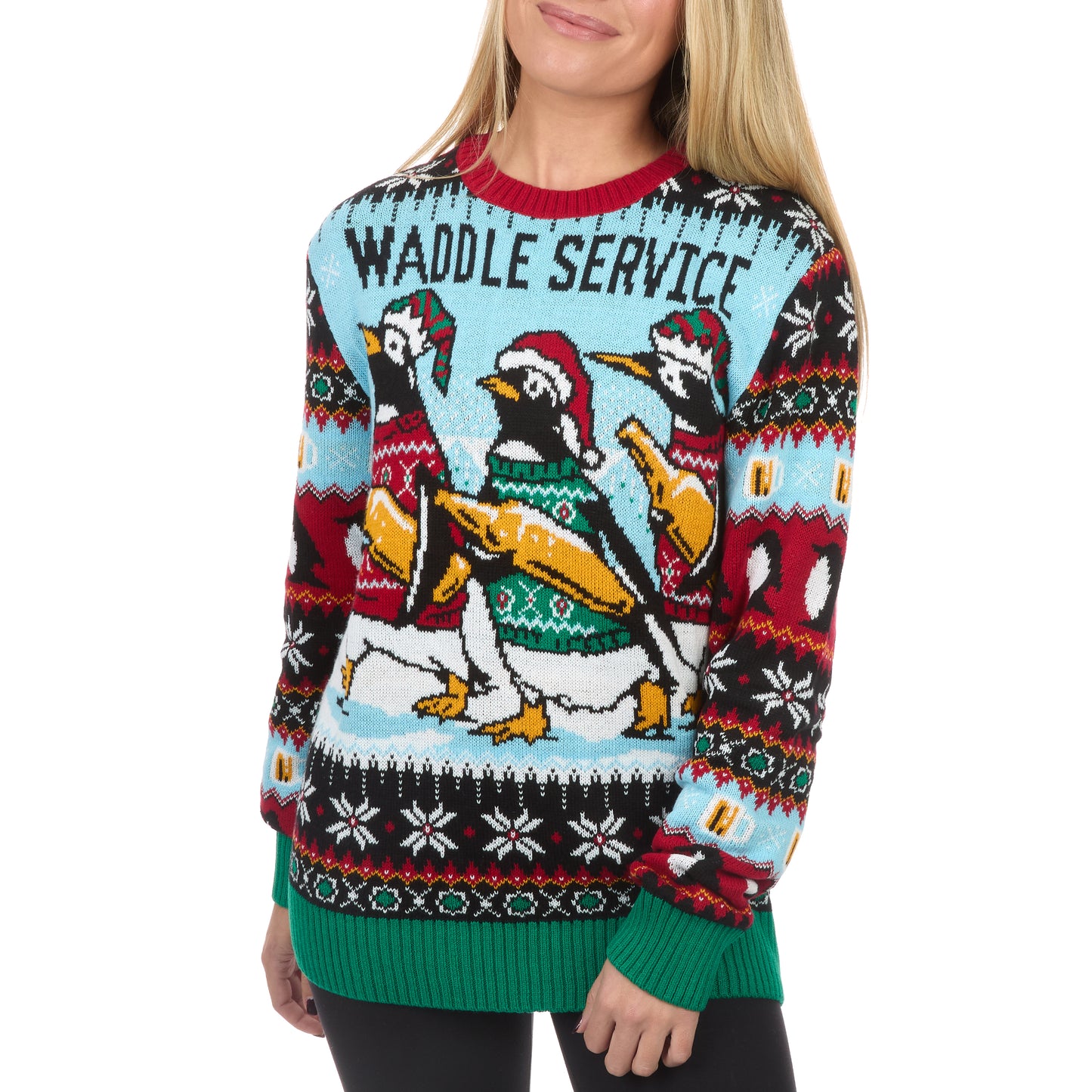 Waddle Service Penguin Ugly Christmas Sweater Unisex