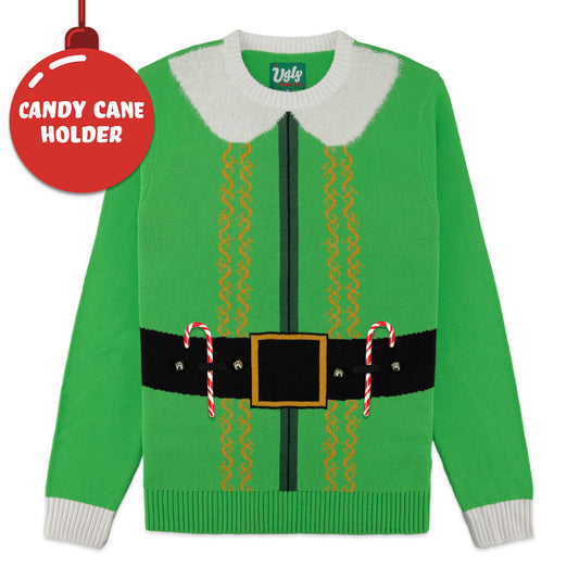 Elf Suit With Candy Cane Holders Ugly Christmas 金刚游戏官网 Sweater Unisex