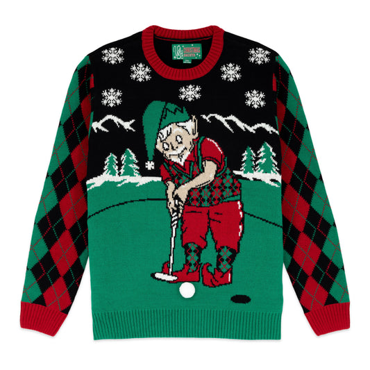 Golfing Elf Ugly Christmas Sweater Unisex