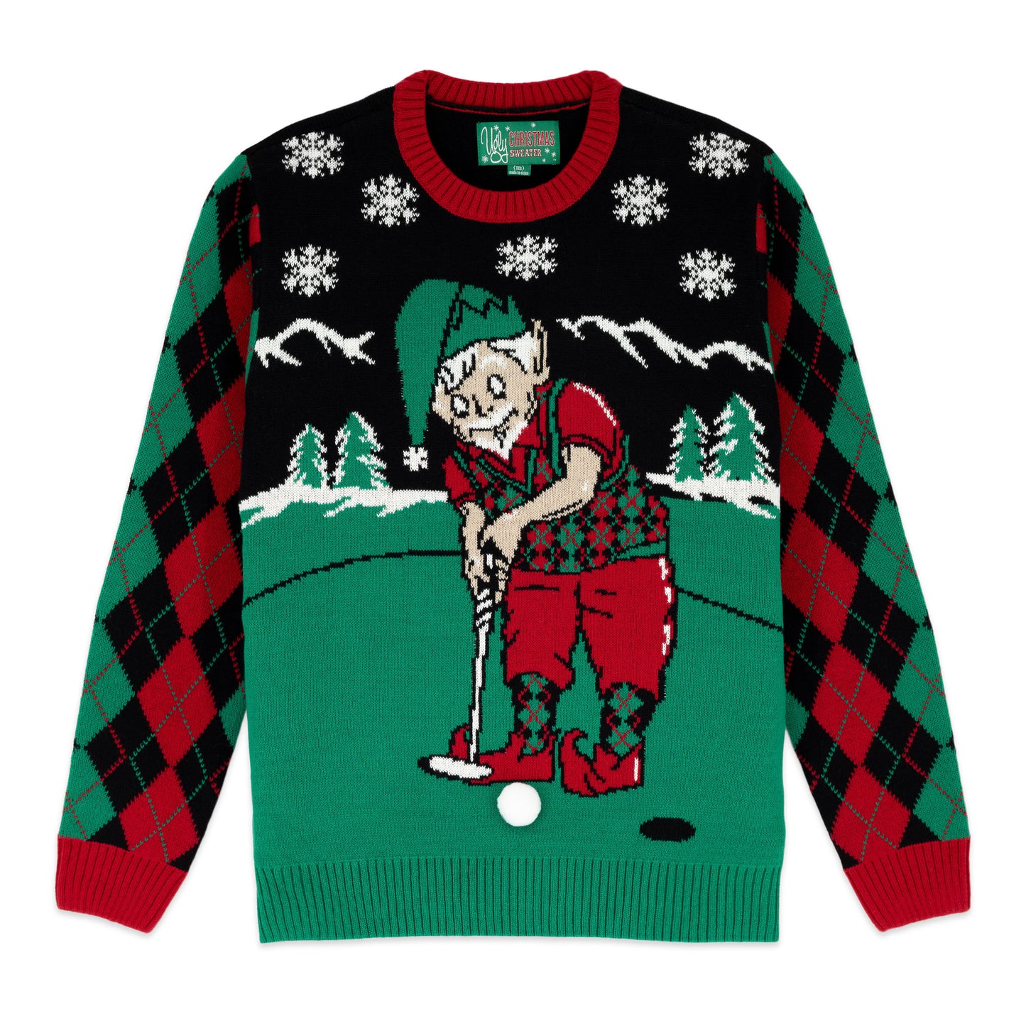 Golfing Elf Ugly Christmas Sweater Unisex