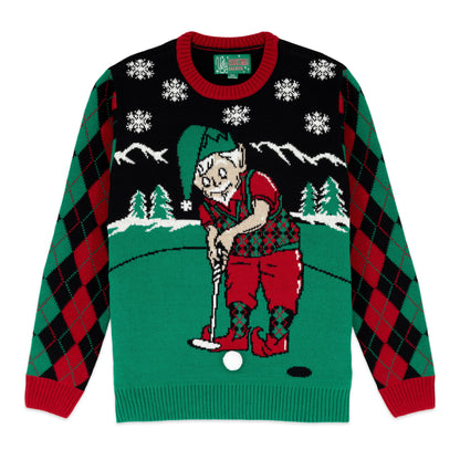 Golfing Elf Ugly Christmas Sweater Unisex