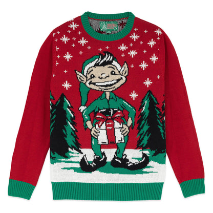 Elf Naughty Gift Box Ugly Christmas Sweater Unisex