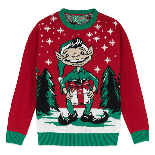 Elf Naughty Gift Box Ugly Christmas Sweater Unisex