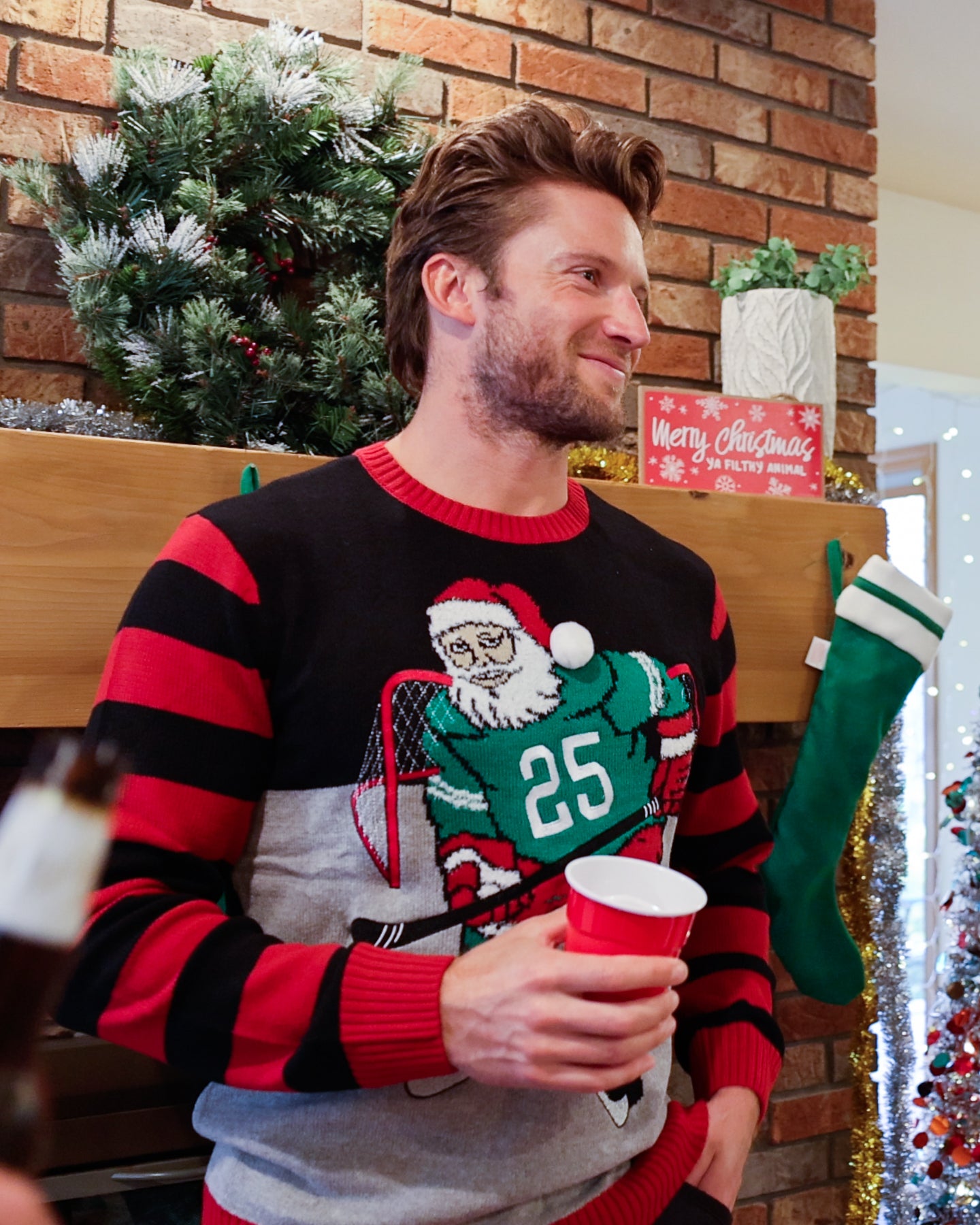 Hockey Santa Ugly Christmas Sweater Unisex