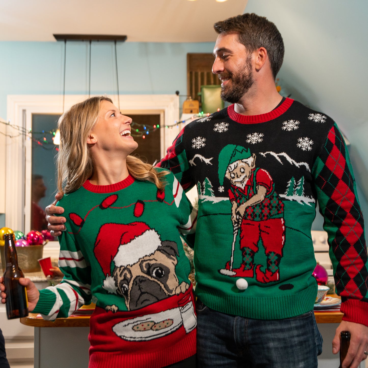 Pug Cookies LED Light-Up Ugly Christmas Sweater Unisex