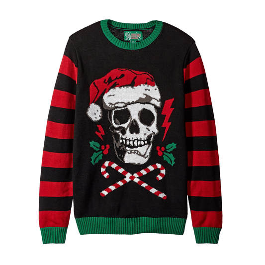 Santa Skull LED Light-Up Ugly Christmas 金刚游戏官网 Sweater Unisex