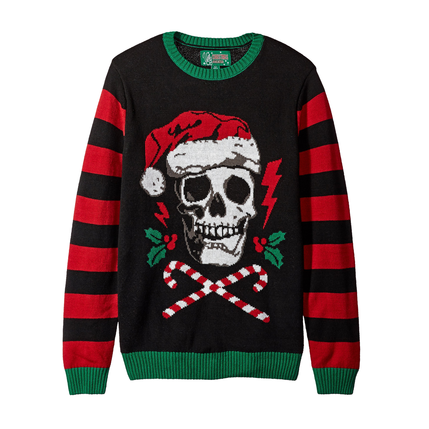 Santa Skull LED Light-Up Ugly Christmas Sweater Unisex