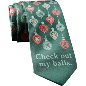 Men's Check Out My Balls Christmas Tie